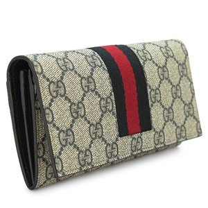 グッチコピー 長財布 GUCCI 財布 二つ折りフラップ 『2016年秋冬新作』WEB PVC GG柄 スプリームキャンバス ベージュ×ネイビー 408830 KHN4N 4080 - 商品画像 8