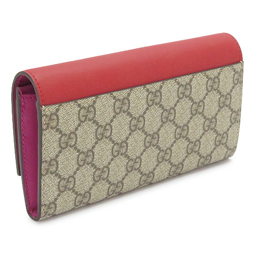 グッチコピー 長財布 GUCCI 財布 二つ折りフラップ 『2016年春夏新作』LINEA A/リネア GGスプリーム キャンバス レザー ベージュ×ハイビスカスレッド 410100 KLQIG 9784 - 商品画像 7