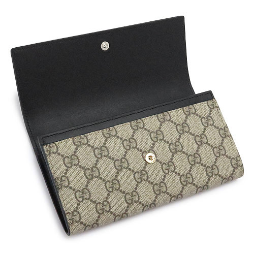 グッチコピー 長財布 GUCCI 財布 二つ折りフラップ 『2016年春夏新作』LINEA A/リネア GGスプリーム キャンバス レザー ベージュ×ブラック 410100 KHNKG 9769 - 商品画像 4