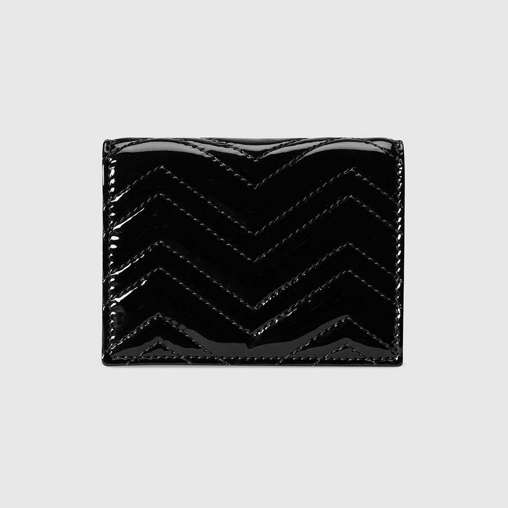 グッチ GUCCI 財布 二つ折り財布 466492 DTD1T 1000 ブラック GGマーモント シェブロン キルティング レザー コンパクト ウォレット - 商品画像 1