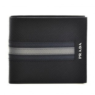 プラダコピー PRADA 2015年秋冬新作 型押しカーフスキン メンズ 二つ折り財布 2MO738 2E0L 002