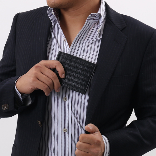 ボッテガヴェネタ BOTTEGA VENETA 二つ折財布【札入れ】 イントレチャート 【INTRECCIATO】 ブラック 123180 V4651 1000 メンズ - 商品画像 7